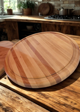 Round 18" x 1 1/4" Birch Butcher Block Board with Juice Groove