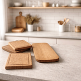 Eaglecreek Boards handcrafted solid wood cutting boards with juice grooves on a kitchen countertop