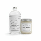 Eaglecreek Boards wood care maintenance set featuring a bottle of coconut wood oil and a jar of beeswax conditioner.