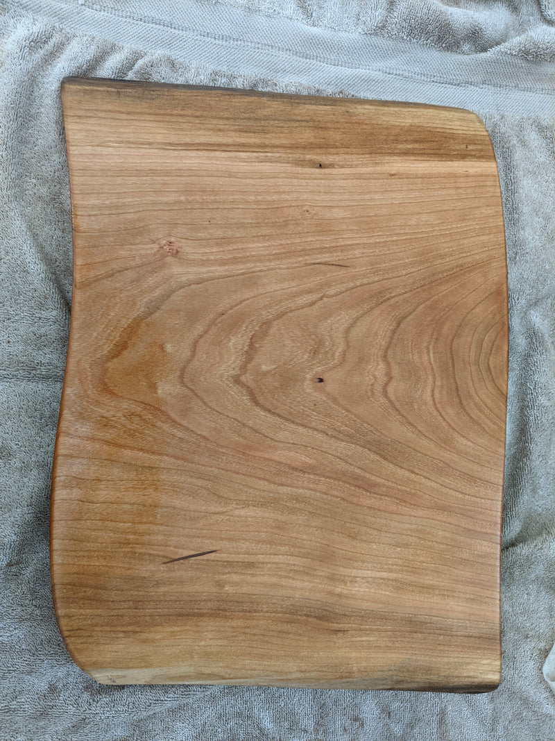 Natural hand crafted solid 1" cherry live edge wood cutting board - Eaglecreek Boards